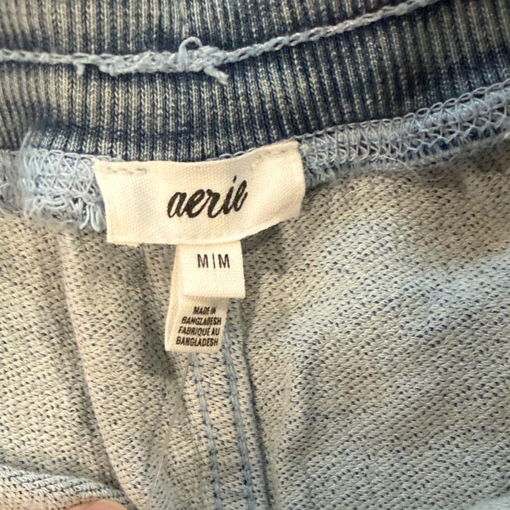 Aerie Light Blue Denim Pants with Cream Drawstring. Medium - Picture 7 of 10